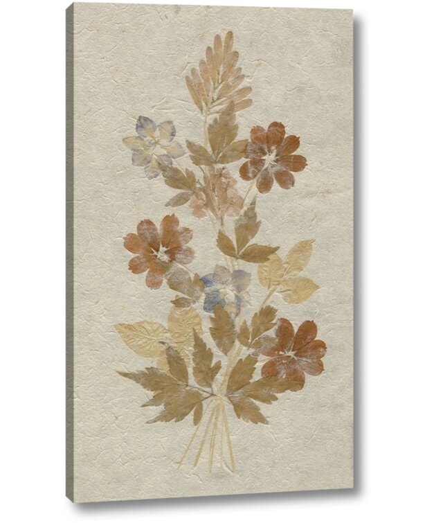 Delicate Dried Flowers Arrangement On Rice Paper On Canvas by Anonymous  Print